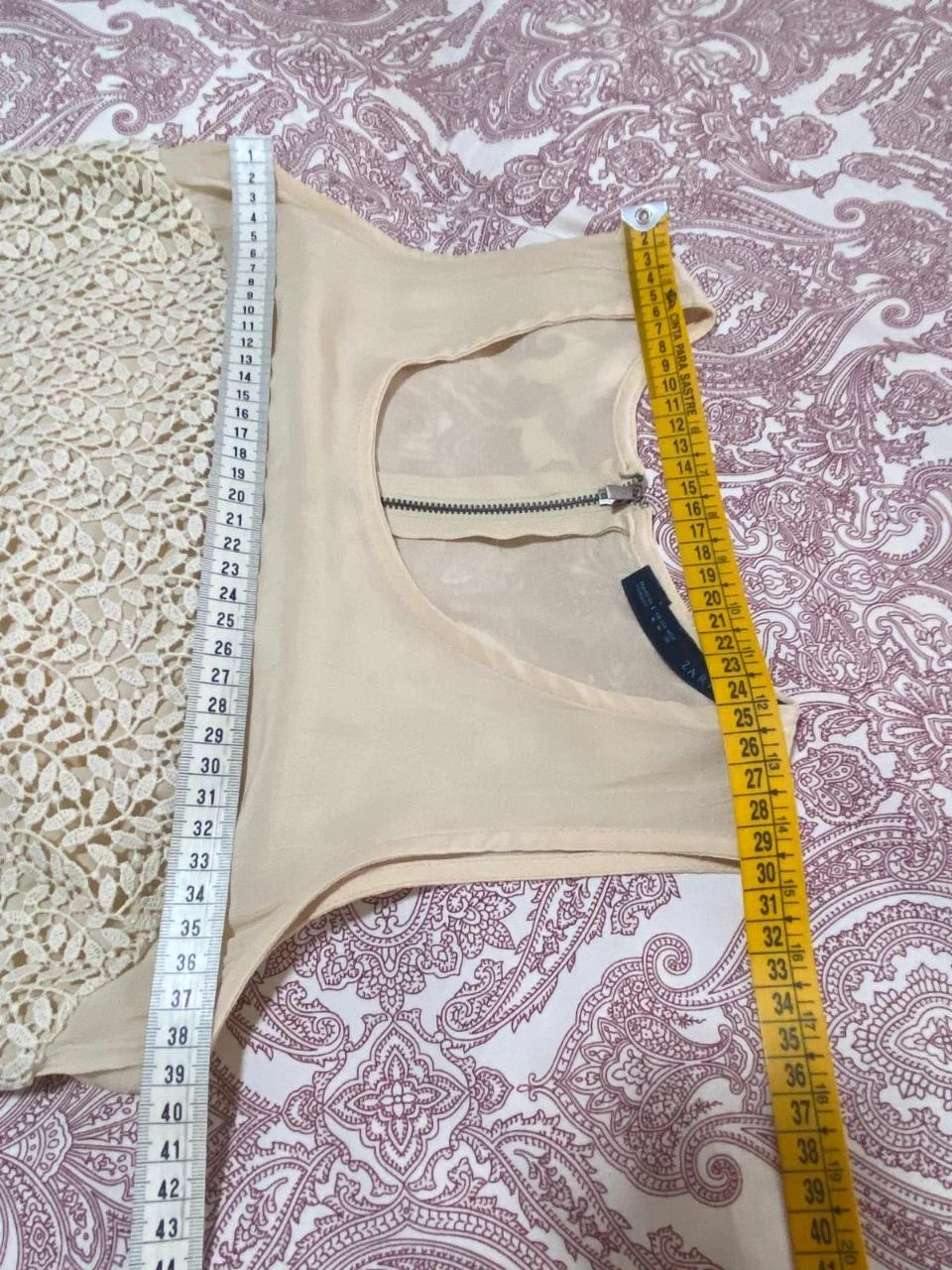Vestido elegante, para eventos, de guipur, tono marfil. Zara. Talla M – photo 11